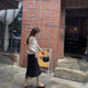 BIGYU double split mid -long long gauze skirt in summer new temperament high waist, thin waist thin, wild straight skirt
