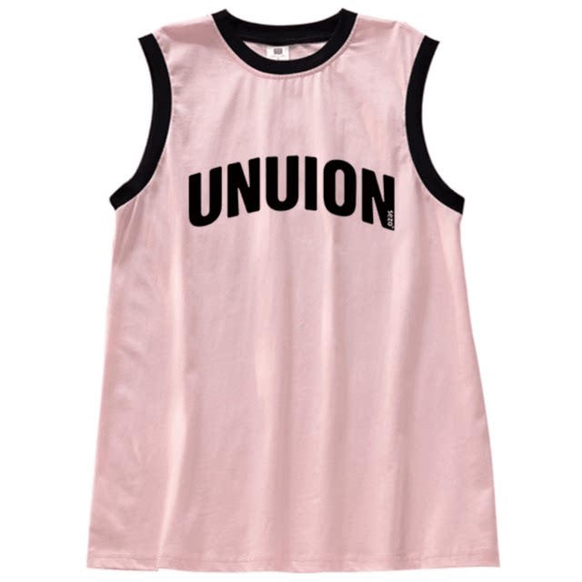 Black pink fake two -piece sports suspender vest Female wearing loose and thin design sensation, sleeveless shoulder top
