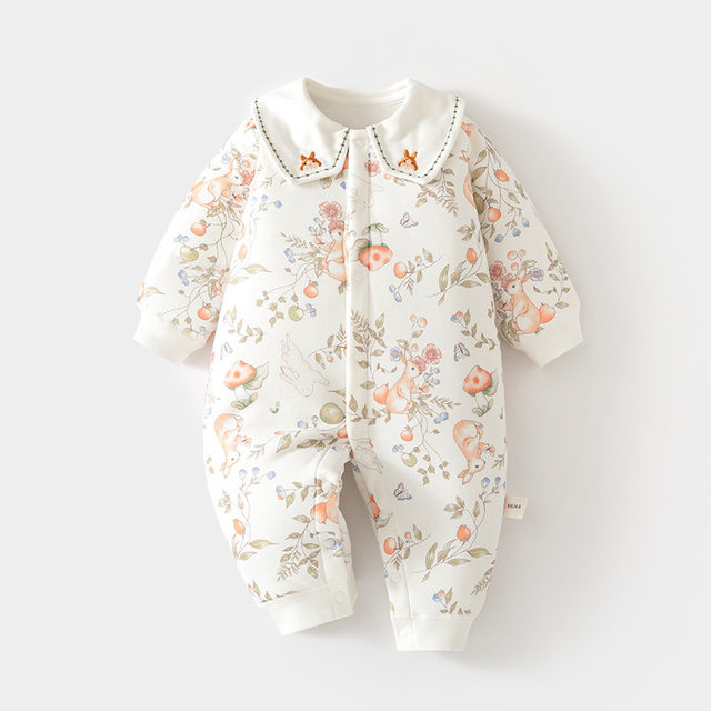 
Winter baby thickened warm jumpsuit for girls, autumn and winter quilted baby boy's pure cotton warm cotton clothes