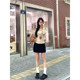 Adan versatile miu style skirt spring and autumn Korean style versatile high waist slim commuting black temperament A-line short skirt for women
