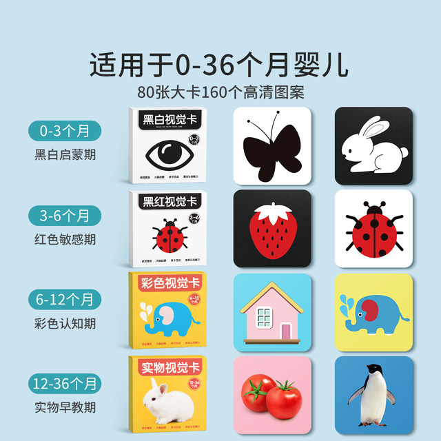 Black and white card baby early education card newborn toys 0 to 3 months old baby chasing young color visual card