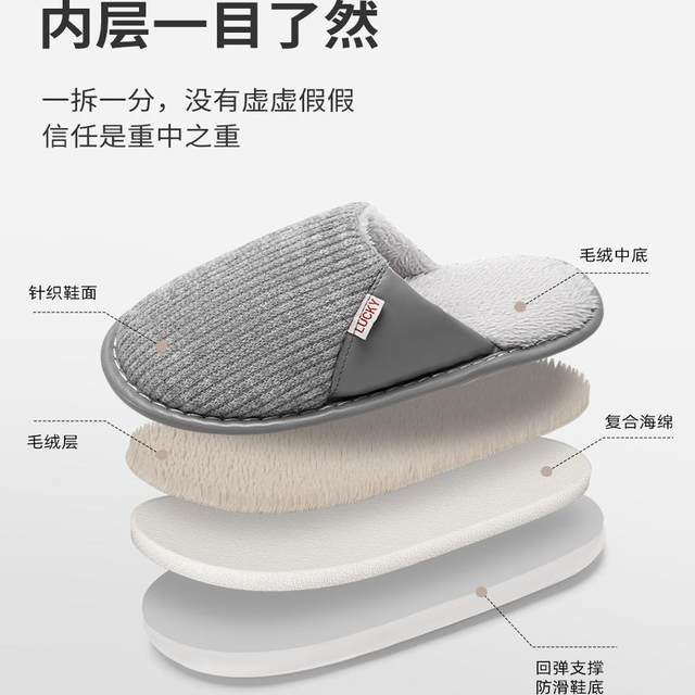 Cotton slippers men's winter indoor home non-slip 2025 new home plus fluffy slippers for men in winter