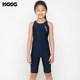 HOOG girls five-point swimming trunks fashionable long cute big children student swimsuit tight and transparent swimwear Korean