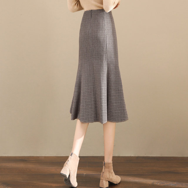 [Continuing money] XWI Xin Weizhong Qiagou Fish -Tail Halway Skirt Female Autumn and Winter High waist Lightly wear A -line skirt