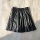Women's daily single half elastic waist button pleated skirt for girls' motorcycle leather skirt cute and versatile spring and autumn half-body skirt