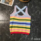 Rainbow color cross letter knitted vest suspender women 2025 summer new casual high waist live broadcast American back foreign trade