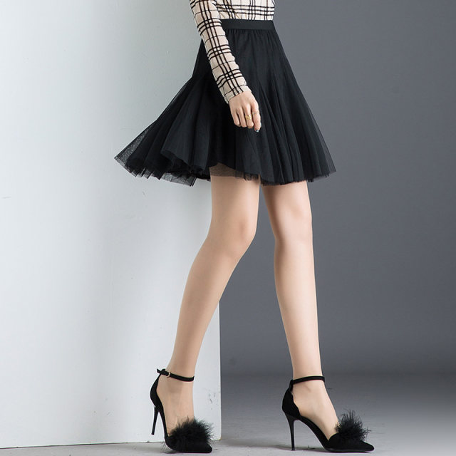 Fashionable mesh skirt skirt for women spring and autumn 2022 new Korean style pleated skirt high waist a-line short skirt tutu skirt