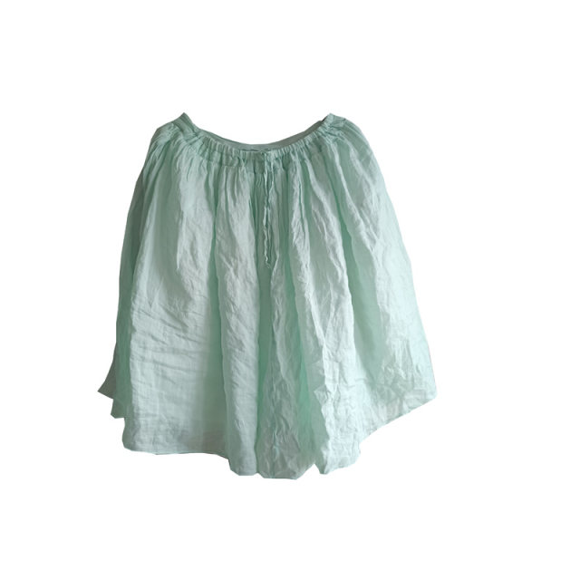 Ink plum spring, summer and autumn ramie white elastic strap flowing playful skirt literary and versatile large pose casual skirt for women