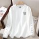 Fashionable pure cotton large size loose cartoon pattern long-sleeved sweatshirt T-shirt for women in spring, autumn and winter round neck bottoming shirt outside