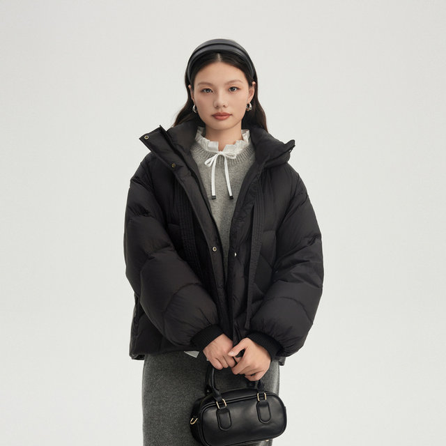 Ailei hooded women's down jacket for winter new short pumpkin hat loose duck down winter thick jacket authentic