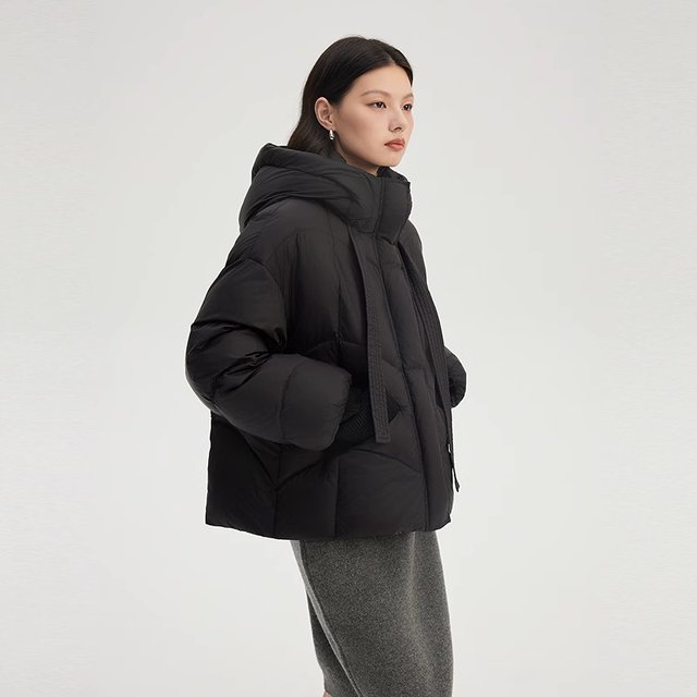 Ailei hooded women's down jacket for winter new short pumpkin hat loose duck down winter thick jacket authentic