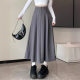 Rice white suit fabric skirt women's summer versatile leisure A -line skirt high waist slimming middle long skirt
