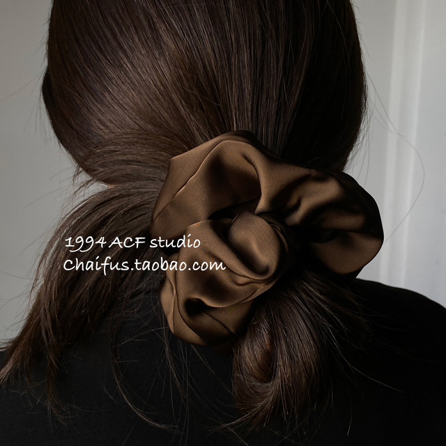 Chaifu Studio/F193 Japanese and Korean simple and elegant satin large intestine hair ring retro pleated hair rope