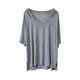 Modal bat-sleeved short-sleeved T-shirt on both sides for women loose lazy style large size home top drooping T-shirt for women
