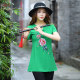 Ethnic style 2023 spring and summer new short-sleeved women's pure cotton embroidered mid-length slim base shirt large size T-shirt