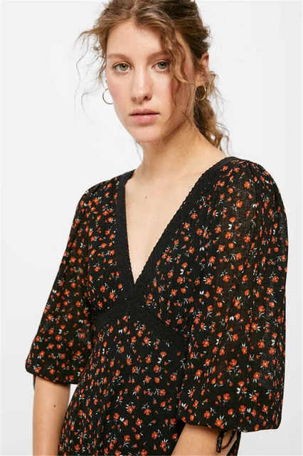 European Station Retro printed slit slightly exposed pleated women's florals in spring and autumn new high-waisted large swaying hips covering A-line long skirt