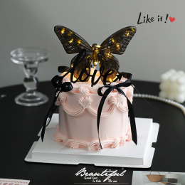 214 Valentine's Day minimalist ballet windins cake decorated bow tie ribbon love acrylic butterfly lamp plugin