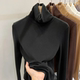 Double -sided vungle high -necked bottom shirt female autumn and winter new slim top -fitting warm -up, warm inner with velvet long -sleeved T -shirt
