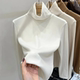 Double -sided vungle high -necked bottom shirt female autumn and winter new slim top -fitting warm -up, warm inner with velvet long -sleeved T -shirt
