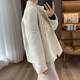 Chinese style printed temperament wool coat retro buckle double-sided short jacket age-reducing Australian wool top