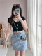 SA Xiaoshu 2022 New Irregular button High -waist Vocal denim skirt Female label design feel short skirt