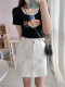 SA Xiaoshu 2022 New Irregular button High -waist Vocal denim skirt Female label design feel short skirt