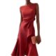 a172025 European and American independent station sleeveless red temperament dress dress round neck
