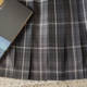 Fat MM large size pleated skirt smoky gray JK plaid skirt uniform student versatile skirt women cute Japanese slightly fat short skirt
