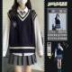 Fat MM200Jin [Jin is equal to 0.5kg] extra large size suit spring and autumn college style striped knitted sweater vest with shirt pleated skirt