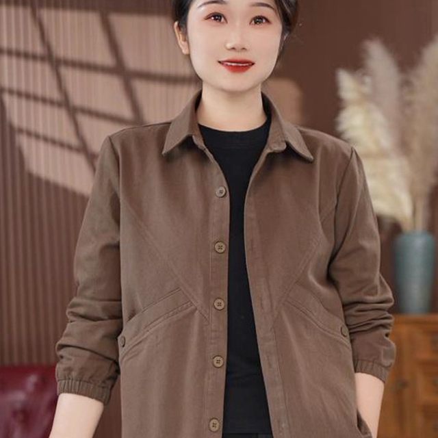 
Casual Solid Color Washed Denim Jacket 2025 Autumn New Fashion Versatile Mother's Wear Large Size Age Reduction Cardigan B3