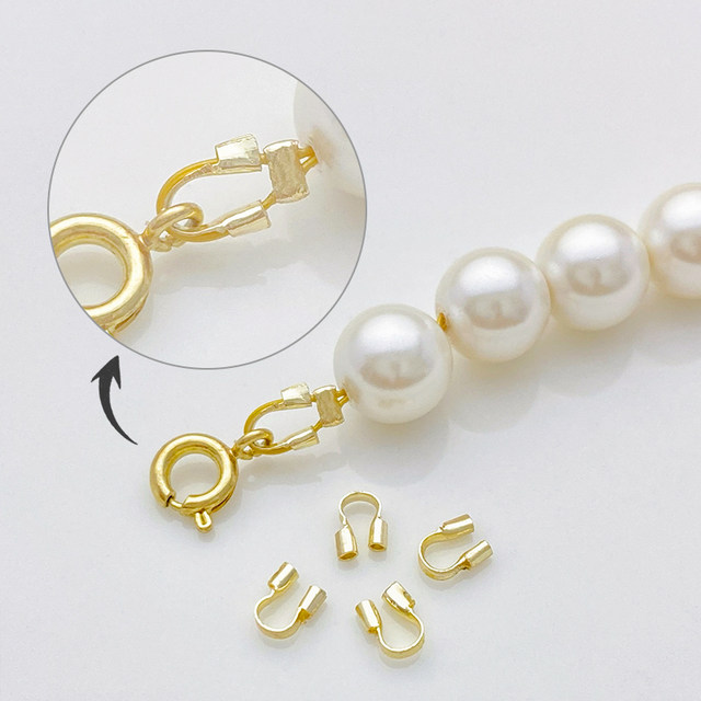 14K gold color-protecting horseshoe buckle U-shaped wire guard DIY bracelet necklace beaded steel wire finishing buckle accessories