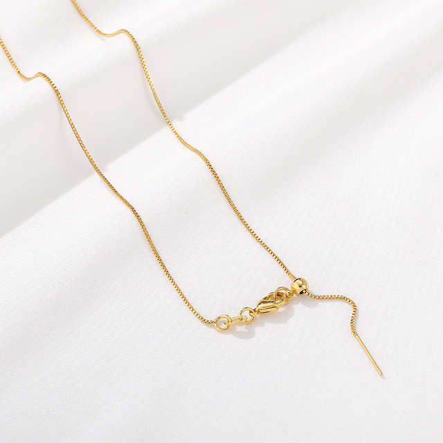 18K gold adjustable box universal necklace with needle beading chain DIY handmade necklace jewelry material accessories
