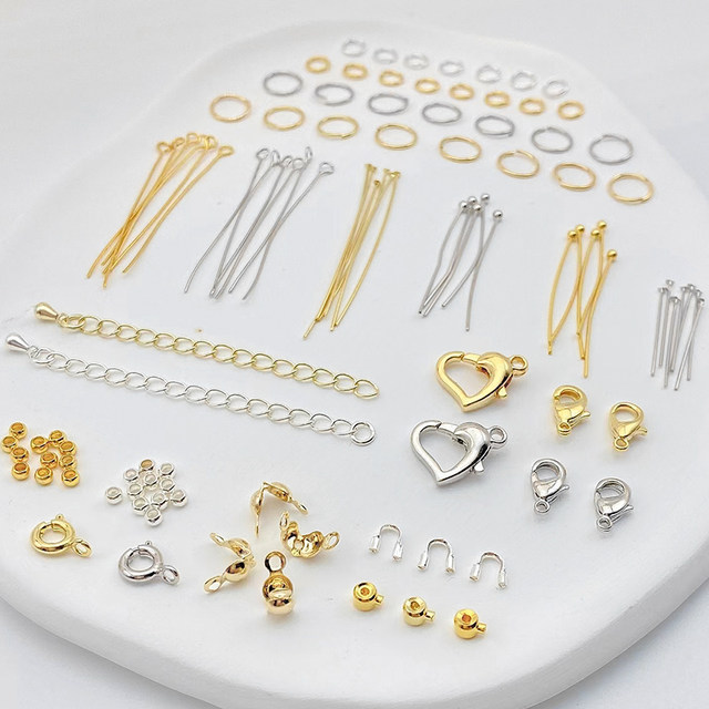 14K18K gold color-keeping basic material DIY bracelet finishing accessories 9-character needle opening ring lobster buckle extension chain