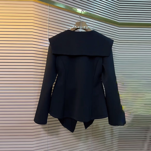 Plush size women's shawl collar long sleeve button top Fat sister autumn black slim autumn shirt