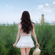 ATAR2025 Summer Women's Sweet Lace Spliced ​​Skirt High Waist Anti-Exposed Bow Cake Short Skirt
