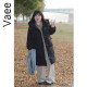 Vaee large size women's mid-length thickened down jacket for winter new fat mm windproof warm standing collar hooded jacket
