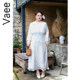 Vaee large size women's embossed printed cheongsam autumn and winter new Chinese style elegant long skirt lace splicing dress
