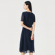 NAERSI/Naersi elegant short-sleeved dress for women mid-length round neck A-line skirt
