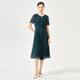 NAERSI/Naersi elegant short-sleeved dress for women mid-length round neck A-line skirt
