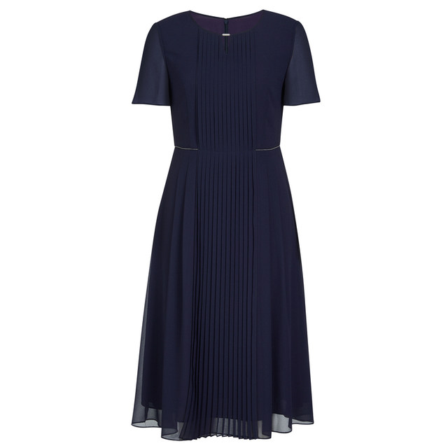 NAERSI/Naersi elegant short-sleeved dress for women mid-length round neck A-line skirt
