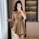 2025 summer fresh and casual age-reducing suit temperament polo collar shirt dress shorts two-piece set
