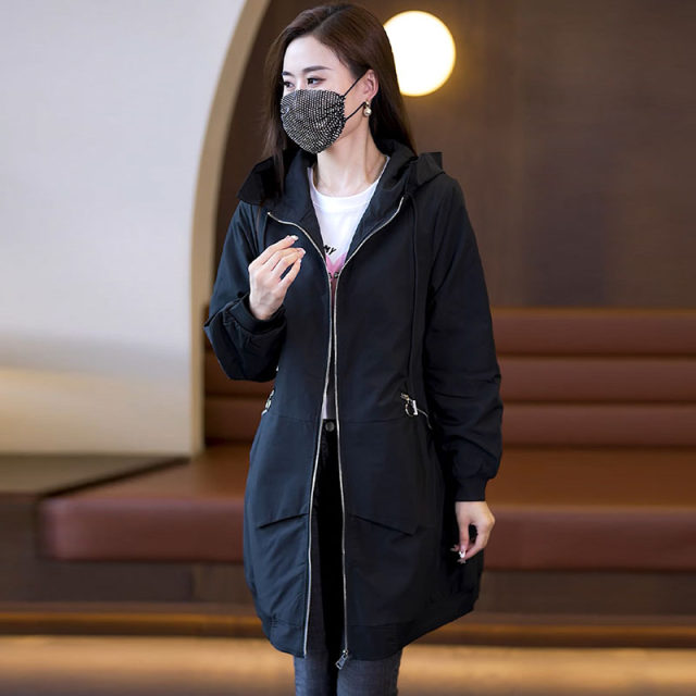 Large size simple Korean version of women's black mid-length jacket 2025 fat MM new winter fashion loose cotton jacket for women