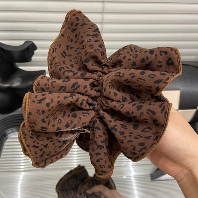 
E4968 Korean retro leopard print large intestine hair tie four-layer three-dimensional new hair tie durable ponytail head rope for women