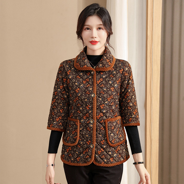 Middle-aged and elderly mothers wear half-sleeved cotton jacket for women's vest, autumn and winter, thickened cotton jacket for loose horse clip mid-sleeved cotton jacket

