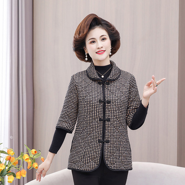 Middle-aged and elderly mothers wear half-sleeved cotton jacket for women's vest, autumn and winter, thickened cotton jacket for loose horse clip mid-sleeved cotton jacket
