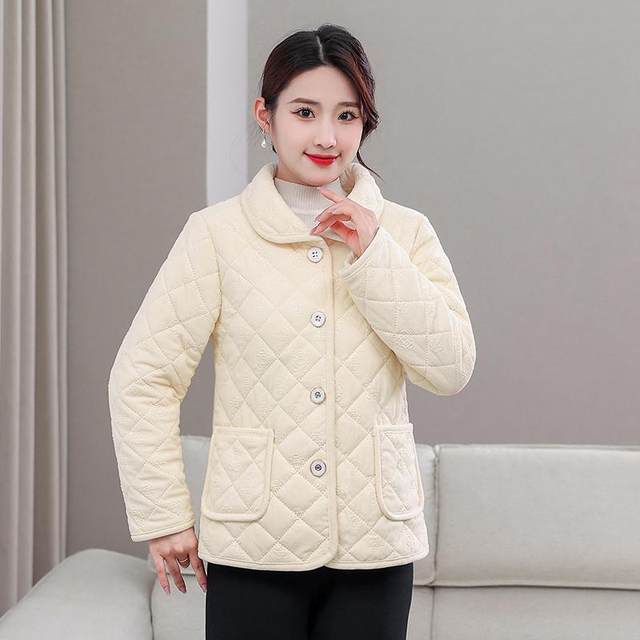 New style of middle-aged and elderly women's clothing plus velvet thickened cotton coat autumn and winter mother's clothing warm cotton jacket short small
