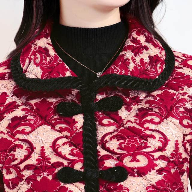 New style of middle-aged and elderly women's clothing plus velvet thickened cotton coat autumn and winter mother's clothing warm cotton jacket short small