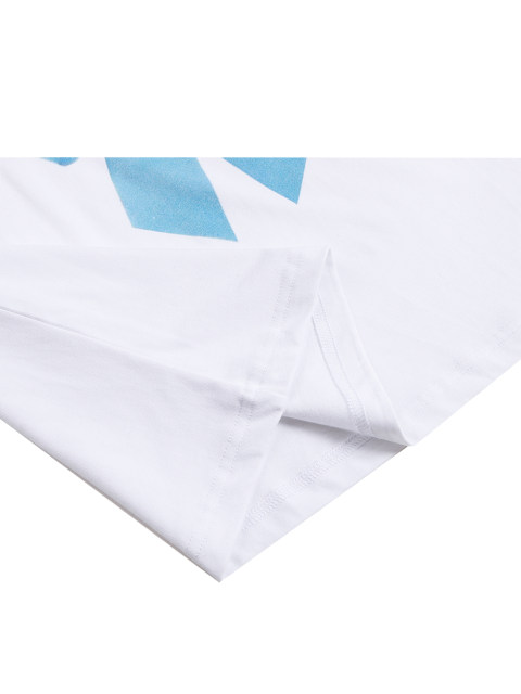BunnyGround blue large bow short-sleeved round neck T-shirt
