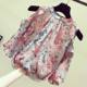 Large size women's clothing fat girl is popular in summer this year's off-shoulder short-sleeved chiffon shirt with floral style and slim tops