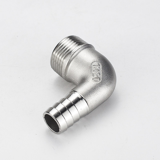 304 stainless steel external wire elbow pagoda 90 degree external thread Green head soft water pipe leather joint bamboo straight plug 4 points